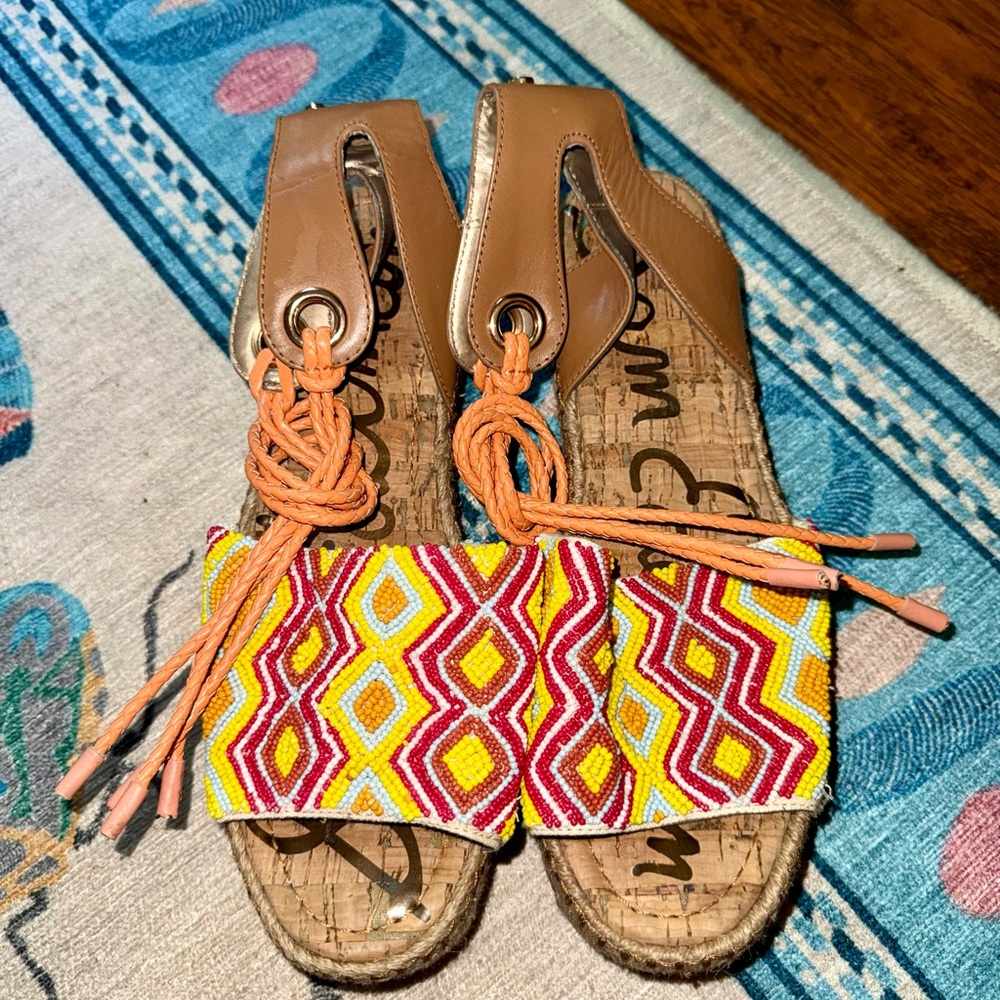 Sam Edelman Multicolor Beaded Espadrille Sandals